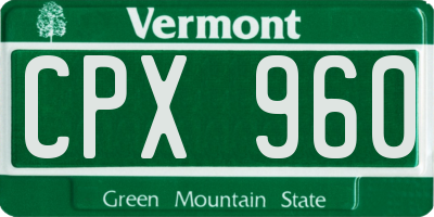 VT license plate CPX960