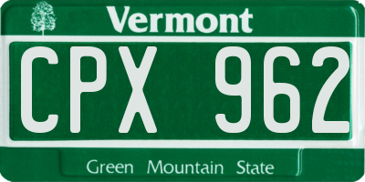 VT license plate CPX962