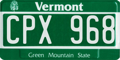 VT license plate CPX968