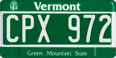 VT license plate CPX972