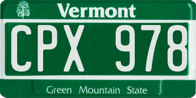 VT license plate CPX978