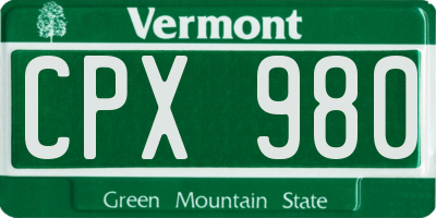 VT license plate CPX980