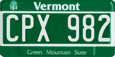 VT license plate CPX982