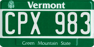 VT license plate CPX983