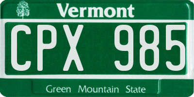 VT license plate CPX985