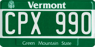 VT license plate CPX990