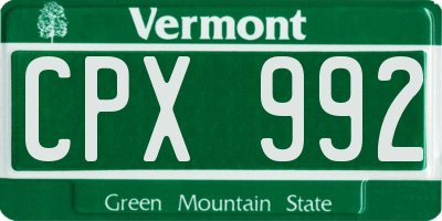 VT license plate CPX992