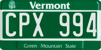 VT license plate CPX994