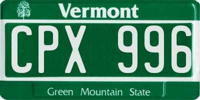 VT license plate CPX996