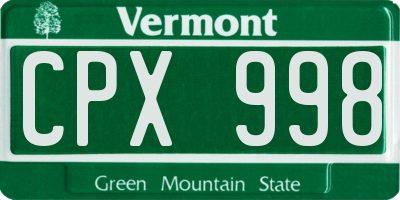 VT license plate CPX998