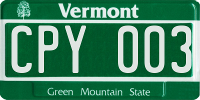 VT license plate CPY003