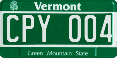 VT license plate CPY004
