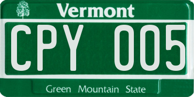VT license plate CPY005