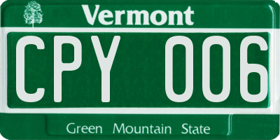 VT license plate CPY006