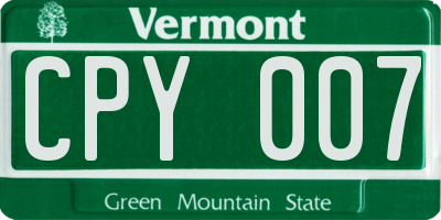 VT license plate CPY007