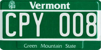 VT license plate CPY008