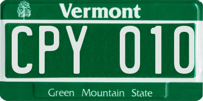 VT license plate CPY010