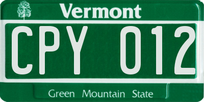 VT license plate CPY012