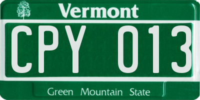 VT license plate CPY013