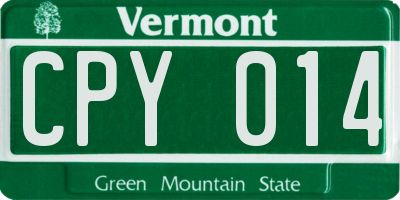 VT license plate CPY014