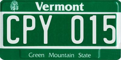 VT license plate CPY015