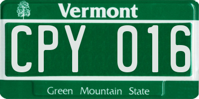 VT license plate CPY016