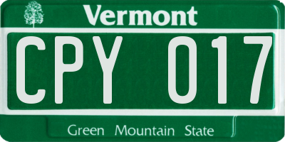 VT license plate CPY017