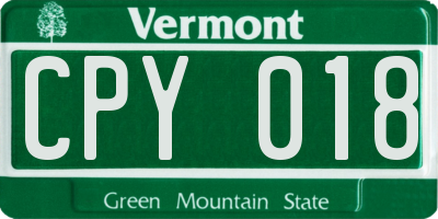VT license plate CPY018