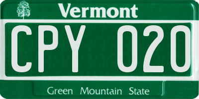VT license plate CPY020