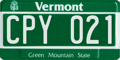 VT license plate CPY021