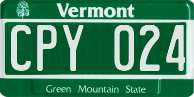 VT license plate CPY024