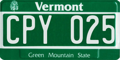VT license plate CPY025