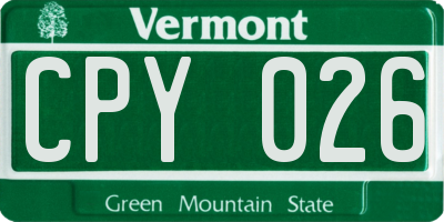 VT license plate CPY026