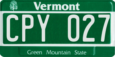 VT license plate CPY027
