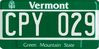 VT license plate CPY029