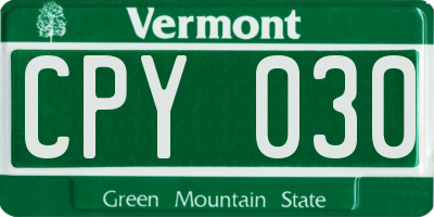 VT license plate CPY030