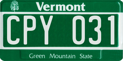 VT license plate CPY031