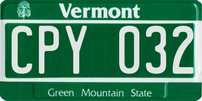 VT license plate CPY032