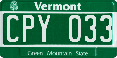 VT license plate CPY033
