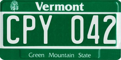 VT license plate CPY042