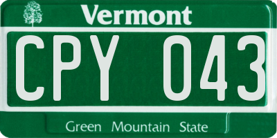 VT license plate CPY043