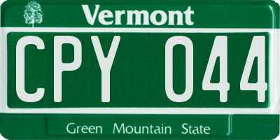 VT license plate CPY044
