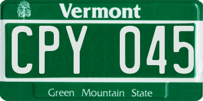 VT license plate CPY045