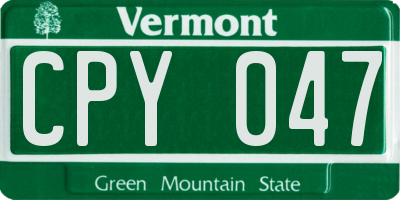 VT license plate CPY047