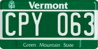 VT license plate CPY063
