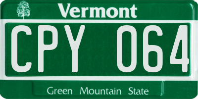 VT license plate CPY064