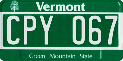 VT license plate CPY067