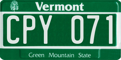 VT license plate CPY071