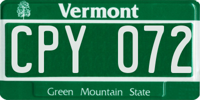 VT license plate CPY072