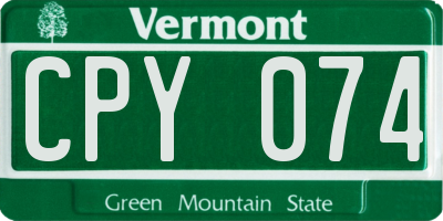 VT license plate CPY074